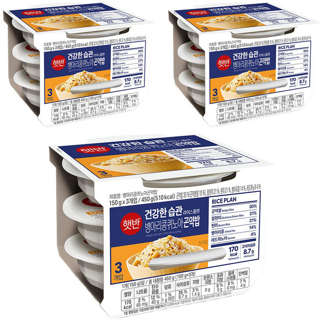 햇반 병아리콩퀴노아 곤약밥, 150g, 9개