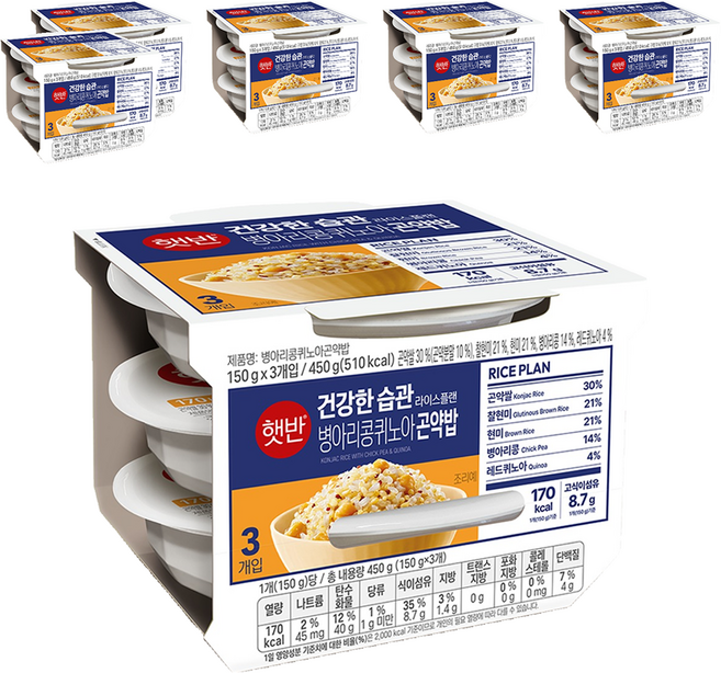 햇반 병아리콩퀴노아 곤약밥, 150g, 18개