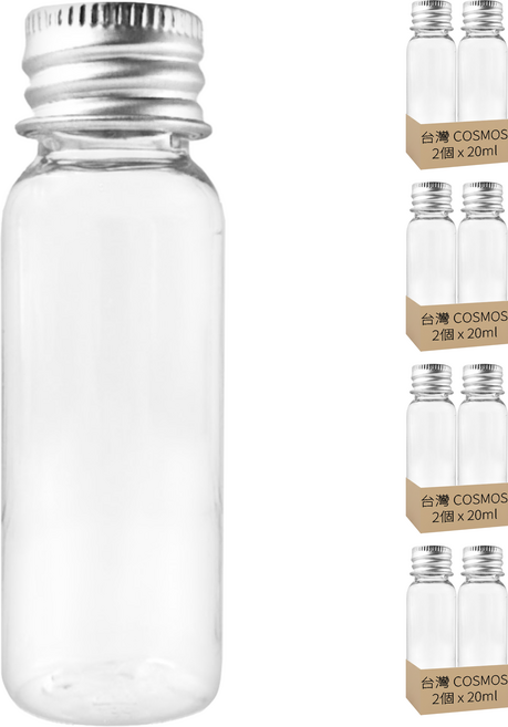 台灣 COSMOS 鋁蓋瓶 20ml, 透明色, 8個