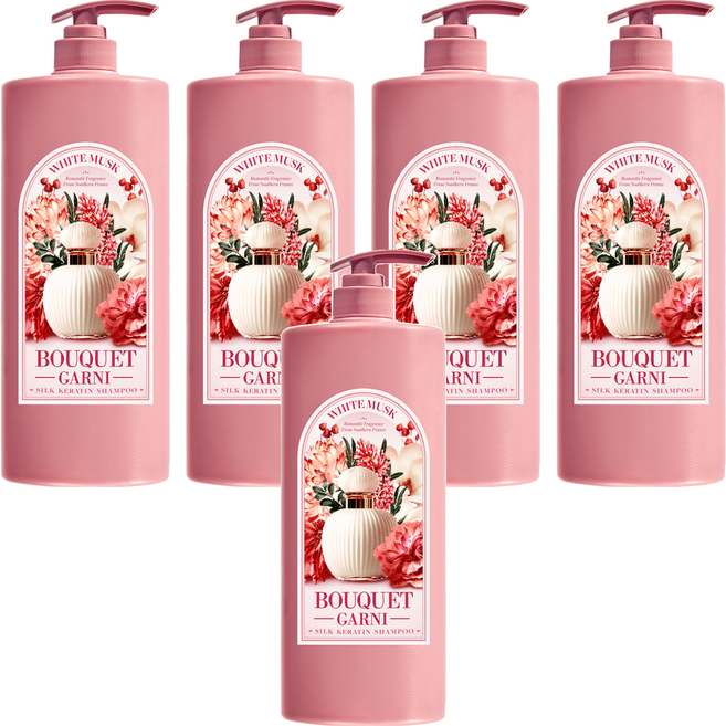 부케가르니 실크 케라틴 샴푸 화이트머스크향, 1.5L, 5개