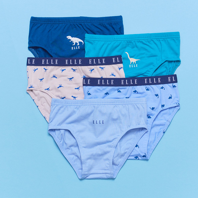 엘르이너웨어 남아용 쥬라기 학생 삼각 팬티 5종 세트