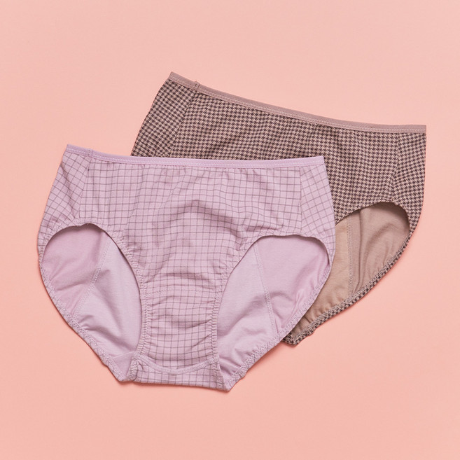 엘르이너웨어 여아용 코튼 체크 학생 위생 팬티 2종 세트