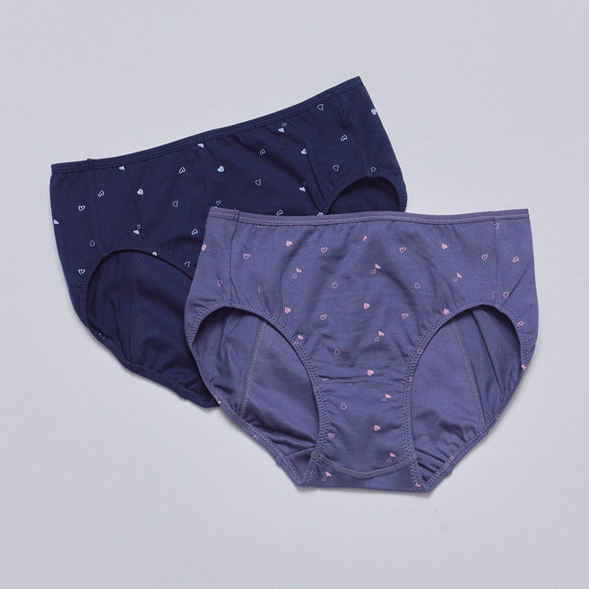 엘르이너웨어 여아용 위생 하트 학생 팬티 2종 세트