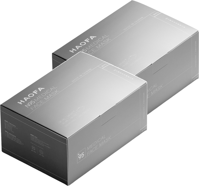 HAOFA N95立體醫療口罩 氣密型 M, 2盒, 鉑石灰, 30片