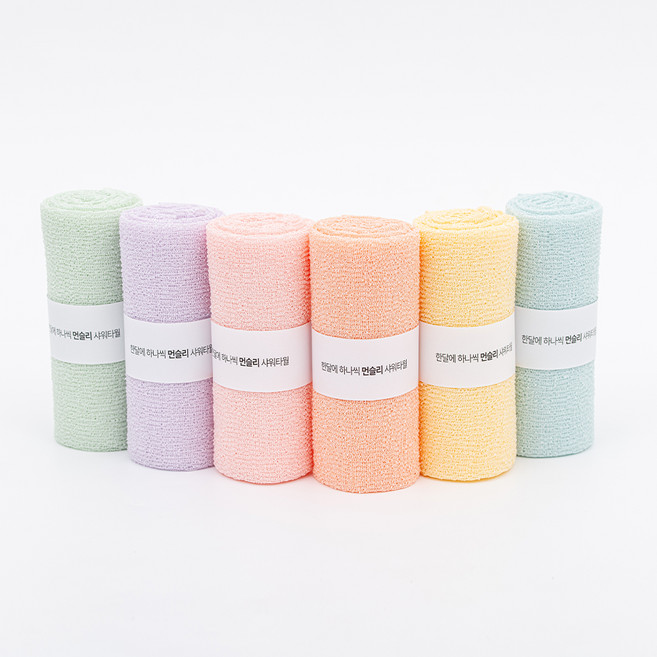 먼슬리 한달에 하나씩 클린 샤워타월 파스텔 에디션, 혼합색상, 6개입, 1개