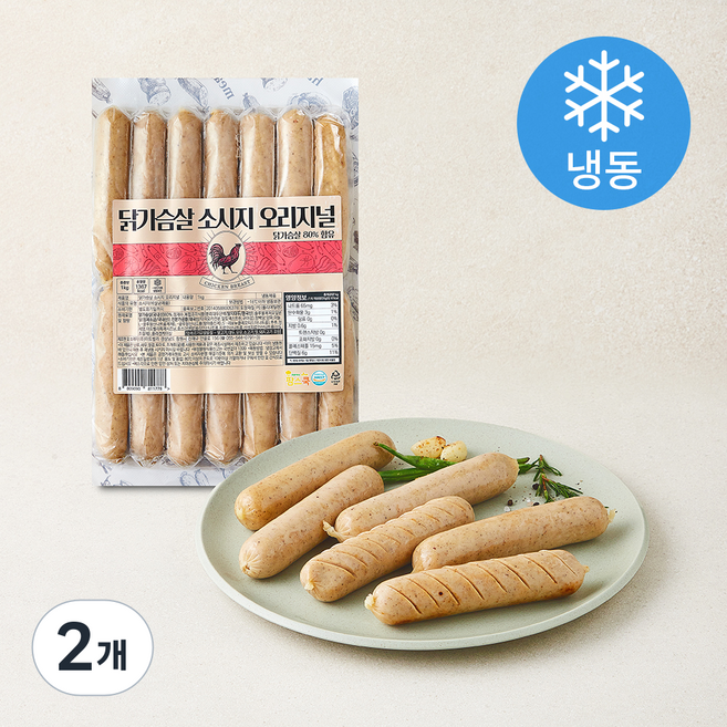 팜스쿡 닭가슴살 소시지 오리지널 (냉동), 1kg, 2개