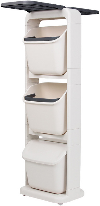 올리빙 도트 빨래 바구니 건조대 3단, 화이트