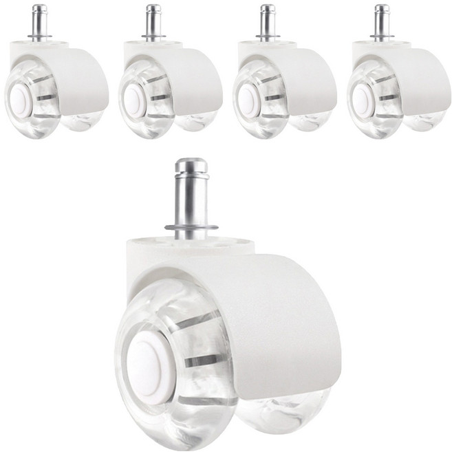 辦公椅2吋萬向PU輪5入組 有飾蓋 56 x 66mm, 晶透水晶白, 1組