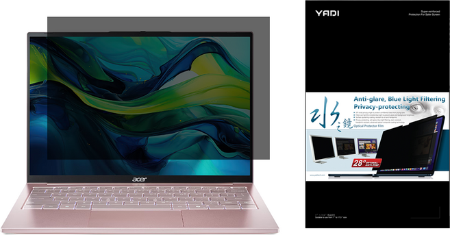 YADI 亞第 插卡隱貼 16 : 10 水之鏡防窺片 Acer Swift Lite SFL14 54M 71C8專用 PF4PPB-W140, 1個