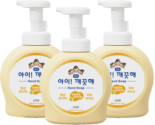 아이깨끗해 항균 폼 핸드솝 순 보송보송 파우더향, 490ml, 3개