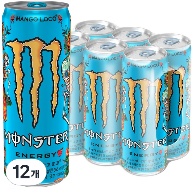 몬스터 에너지 드링크 망고 로코, 355ml, 12개