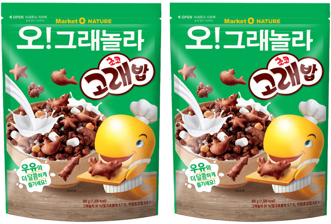 마켓오네이처 오리온 오!그래놀라 초코고래밥, 300g, 2개