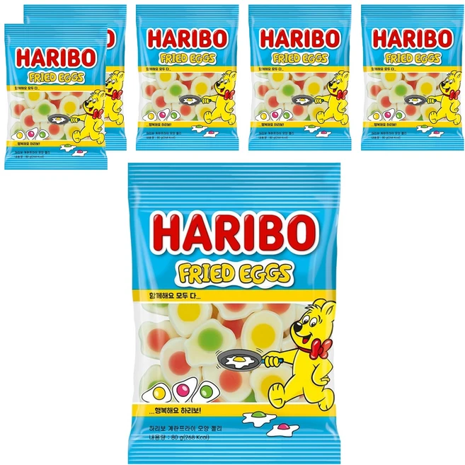 하리보 계란프라이 모양 젤리, 6개, 80g - 쿠팡