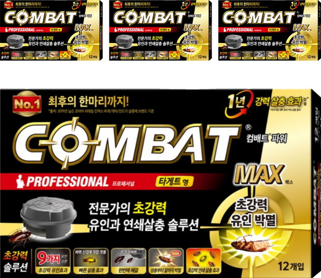 컴배트 파워 바퀴용 유인살충제 타게트형, 12g, 4개