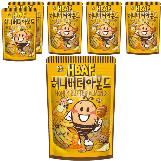 HBAF 杏仁果 蜂蜜奶油味 韓國進口 酥脆可口, 120g, 6包