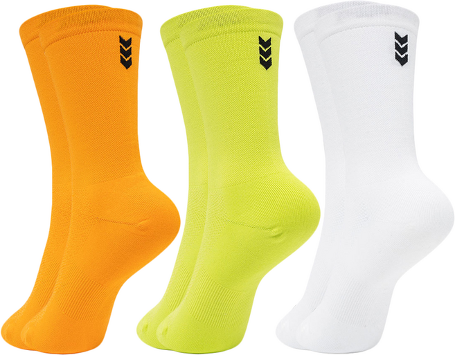 o2wheels Biomax 運動襪, 白色+螢光綠+螢光橙, 3雙