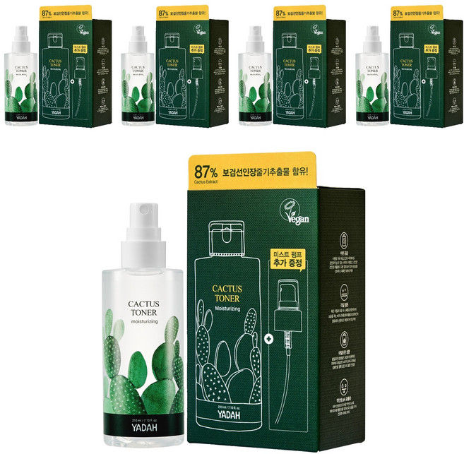 YADAH 仙人掌化妝水, 210ml, 5個