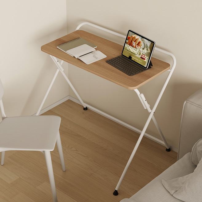 소프시스 튜브 접이식 책상 863, 티크판넬 + 화이트프레임