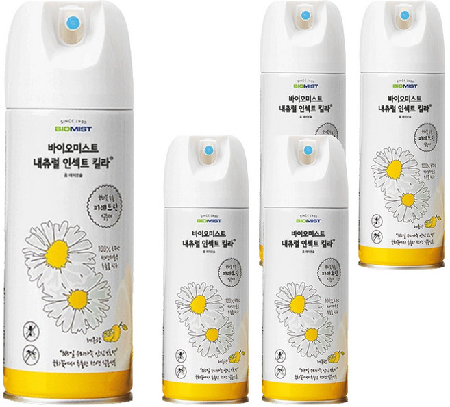 바이오미스트 내츄럴 인섹트 킬라 홈 에어로솔 살충제 레몬향, 5개
