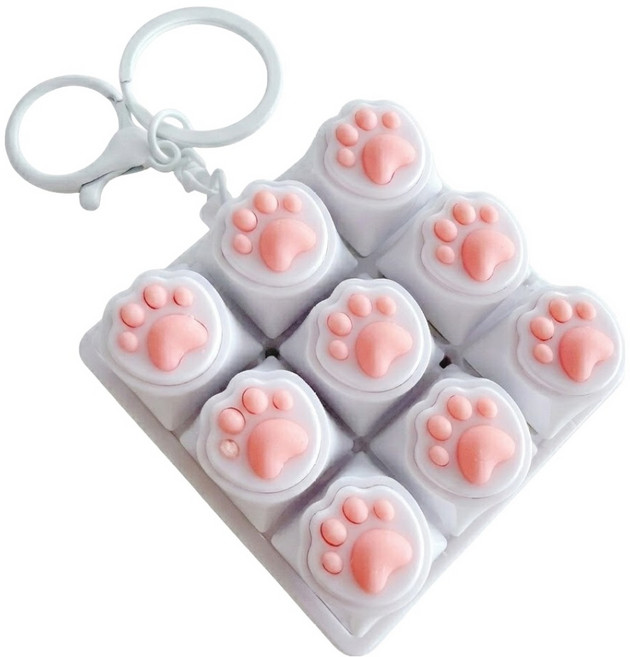 와이홉 냥냥 젤리 9버튼 키캡키링, 화이트, 1개