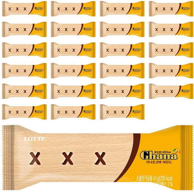 가나 롯데제과 초코바 아몬드, 43g, 24개