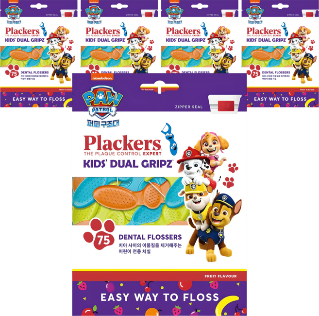 플랙커스 키즈 치실, 6.6cm, 75개입, 5개