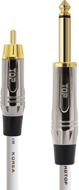 HDtop RCA 轉 5.5 單聲道連接線 0.5m, 金屬白, 1個, HT-TP3623