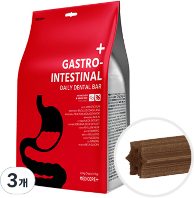 메디코펫 강아지 데일리 덴탈 바 가스트로인테스티널 껌, 닭고기, 224g, 3개