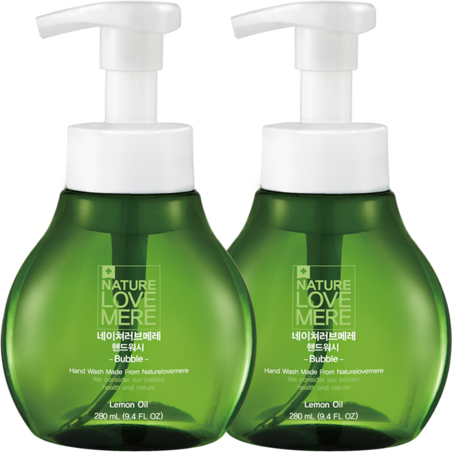 네이쳐러브메레 아기 핸드워시 거품 용기, 레몬향, 280ml, 2개