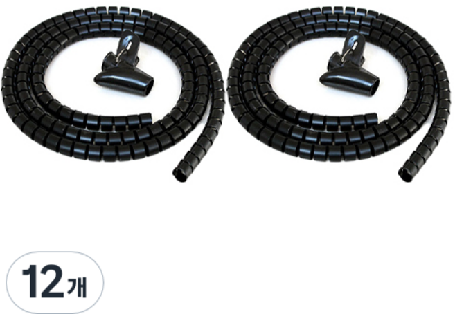 생활살림 스네이크 케이블 정리 커버, 12개, 블랙