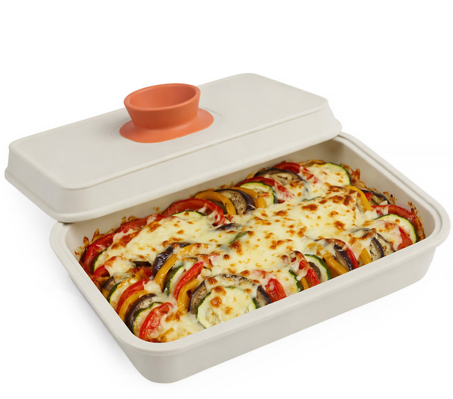 인콕 실리콘 전자레인지 오븐 용기 + 뚜껑, 샌드브라운, 1세트