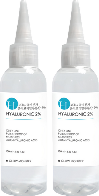글로우몬스터 3Kda 극저분자(올리고) 히알루론산 2% 원액, 100ml, 2개