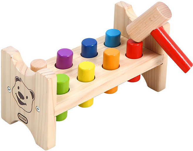 토도리브로 원목 곰돌이 망치놀이, 혼합색상, 1개