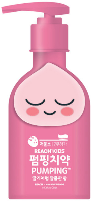 리치 카카오프렌즈 키즈 펌핑치약 핑크색, 160g, 1개