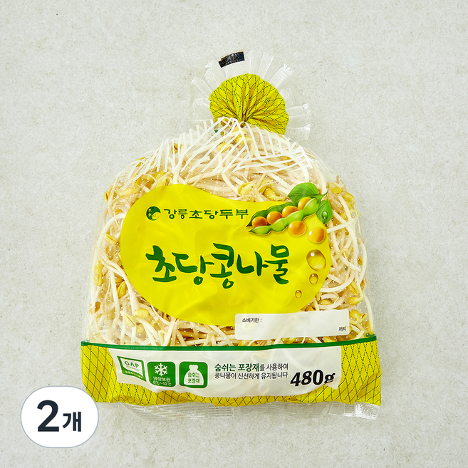 강릉초당두부 GAP 인증 초당콩나물, 480g, 2개