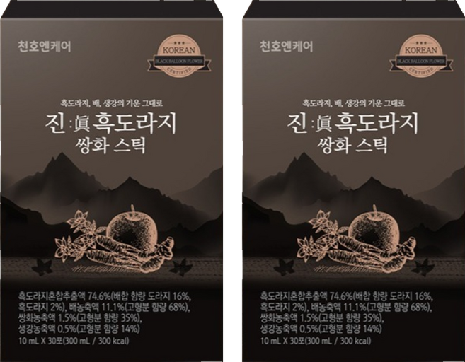 천호엔케어 진 흑도라지 쌍화 스틱, 300ml, 60개