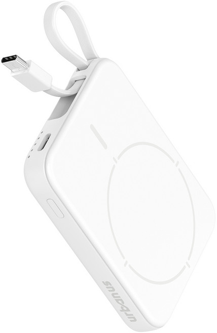 어반어스 10W 맥세이프 일체형 케이블 보조배터리 5000mAh C타입, 화이트, UB-PA10MWCP05