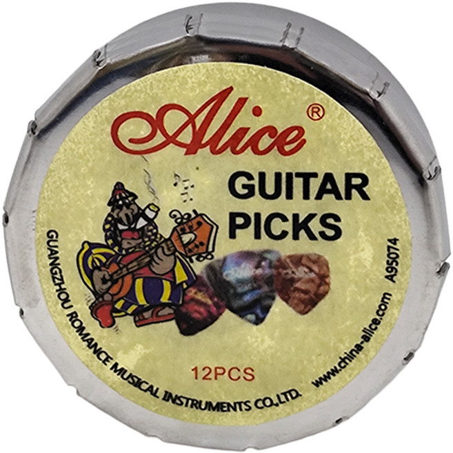 ALICE 12片圓形鐵盒裝 pick 彈片盒 A011C, 1個