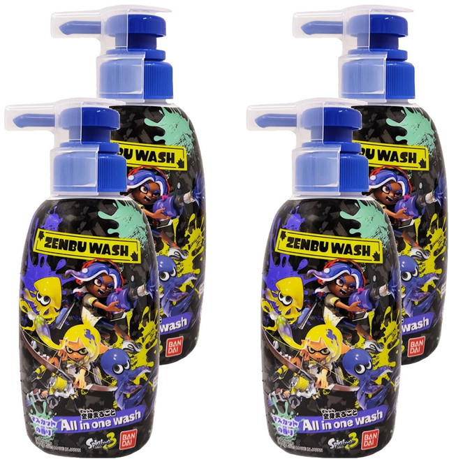 BANDAI 斯普拉遁III 三合一洗髮沐浴乳 葡萄香, 300ml, 4瓶