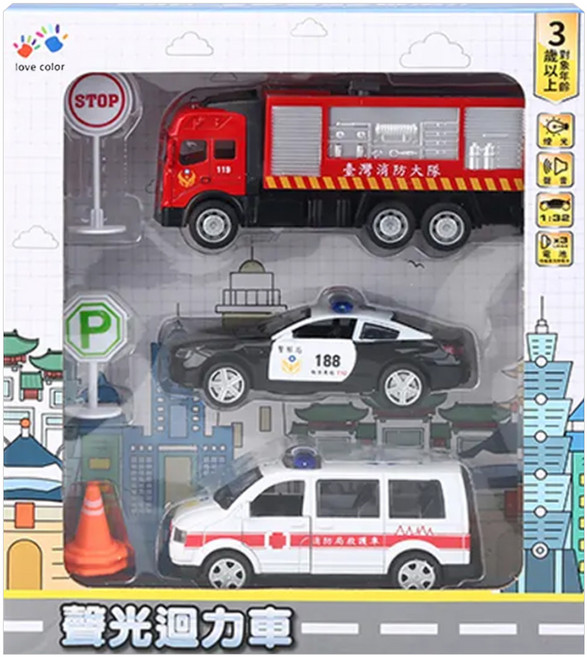 love color 樂彩森林 聲光迴力車 7個, 巡邏大隊, 1盒