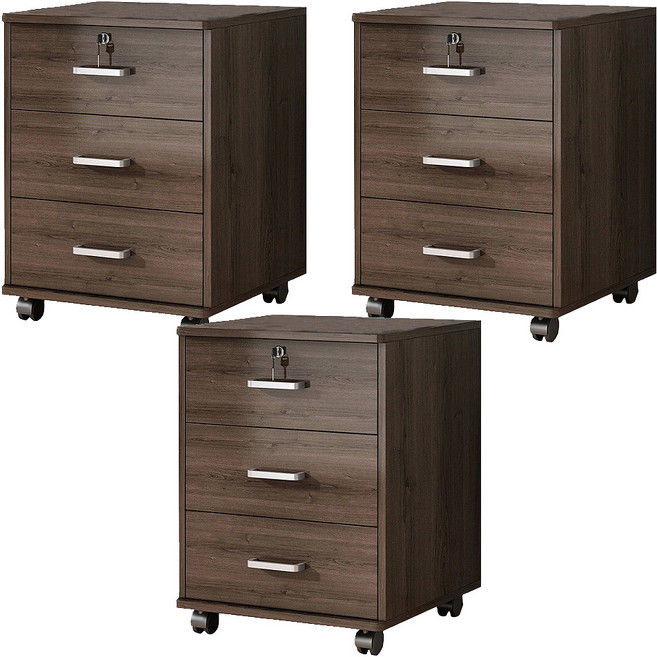 三抽小櫃子 QH093608 37 x 34x 58cm, 黑桃色, 3個