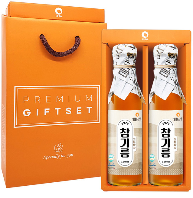 대현상회 저온압착 참기름 180ml 2p 선물세트, 1세트