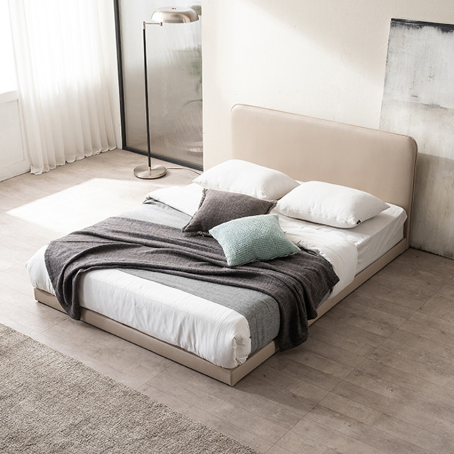 삼익가구 루시 슬림형 저상형 침대 프레임 + 라텍스 7존 독립스프링 매트리스 세트 방문설치, 베이지(프레임), 그레이(매트리스)