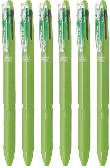 제브라 클립온 슬림 소프트 3C 3색펜 0.7mm, 라이트그린, 6개