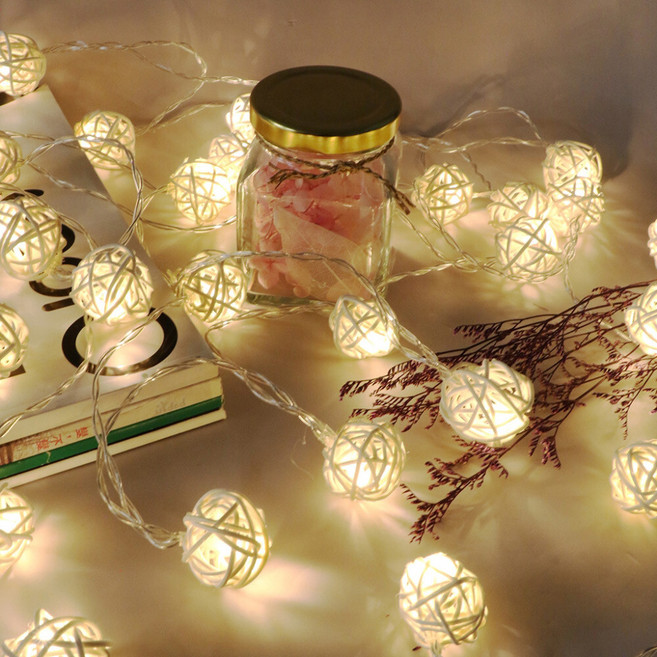 aibo LED燈串 編織藤球 3米20燈 暖光, 1個