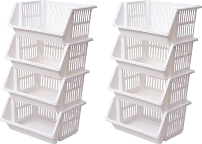 이즈리빙 적층형 오픈 바스켓, 크림화이트, 8개
