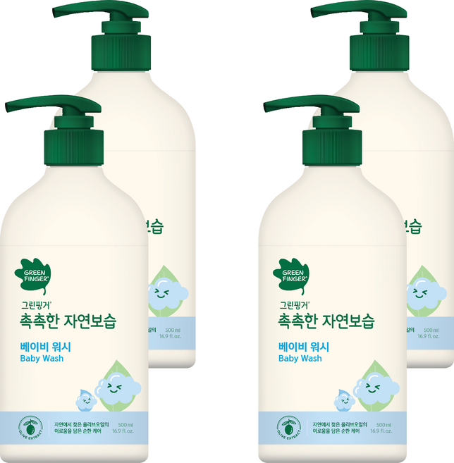 그린핑거 촉촉한 자연보습 베이비 바디워시, 500ml, 4개