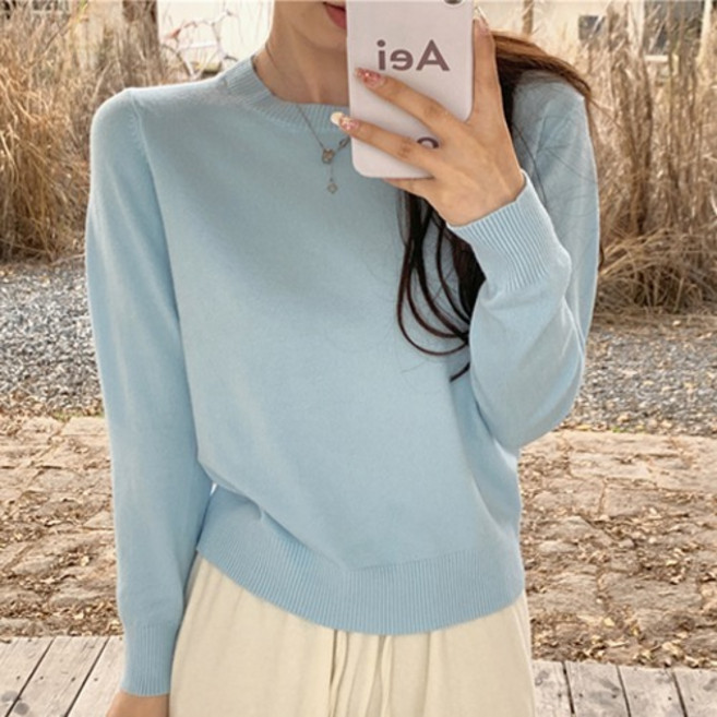 레몬소울 여성용 탄트라 라운드넥 니트티 07469