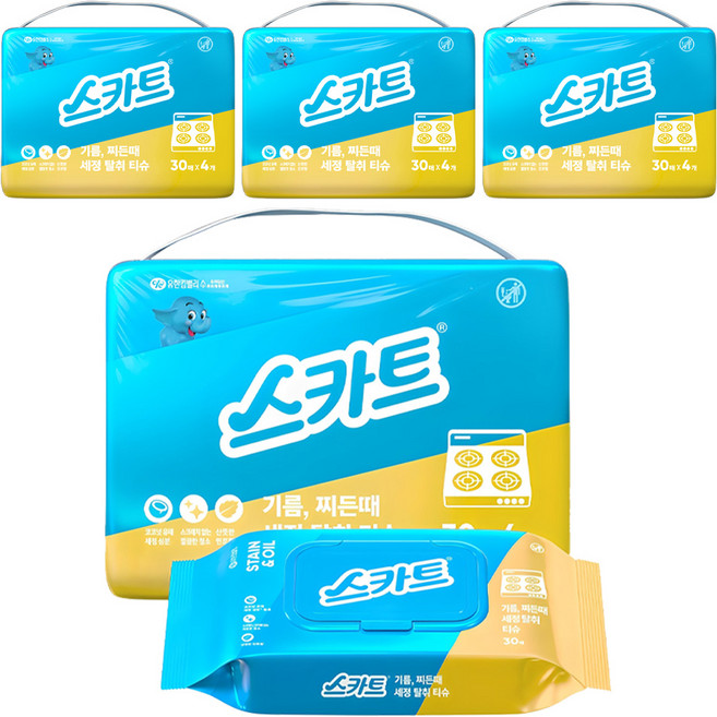 스카트 기름 찌든때 세정 탈취 티슈, 16개