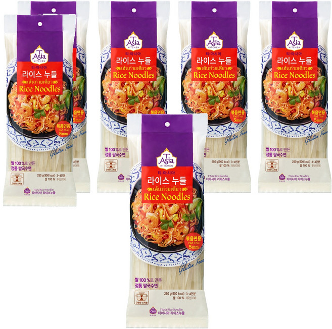 티아시아키친 라이스누들 볶음면용 5mm, 250g, 6개